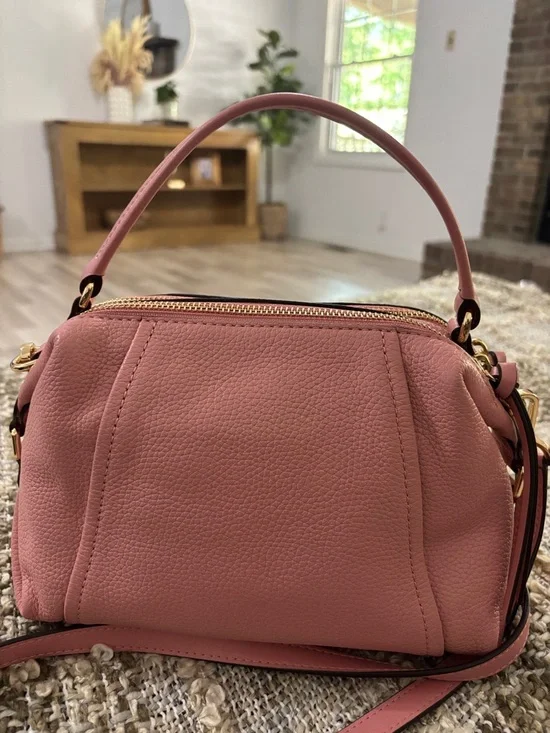 Michael Kors Sia Small Double-Zip Crossbody Blush Pink Leather Bag - Picture 13 of 16